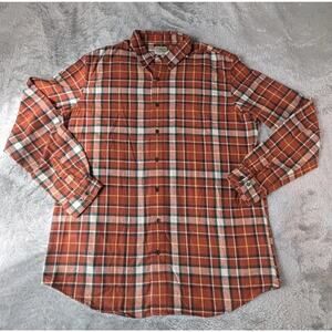 LL Bean Men's Burnt Orange Plaid Flannel XL Tall Slightly Fitted Shirt